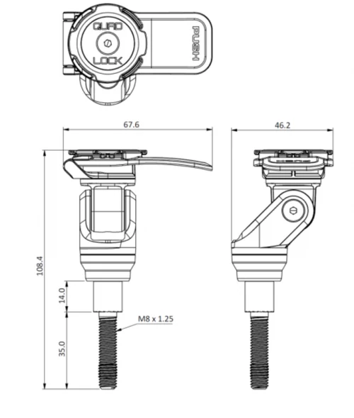 SUPPORT MOTO A TIGE FILETEE QUAD LOCK