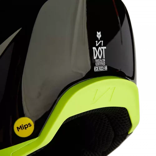 CASQUE V1 STREAK NOIR-JAUNE FOX