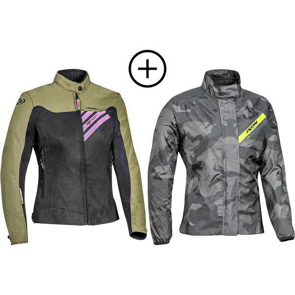 BLOUSON IXON ORION FEMME NOIR-KAKI-ROSE